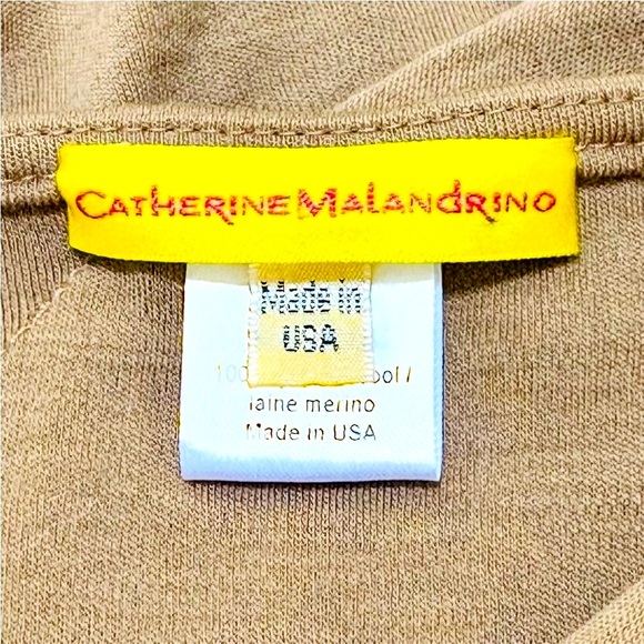 CATHERINE MALANDRINO‎ Camel Wool Ruched Sheath Midi Dress M NEEDS MINOR REPAIRS - Picture 5 of 11